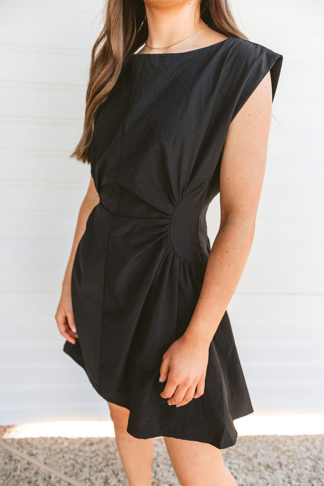 Black Cap Sleeve Mini Dress