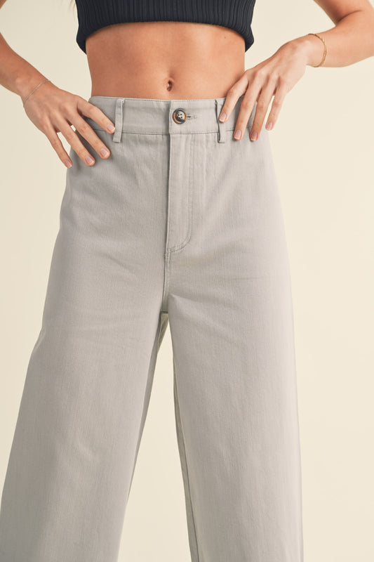 High Waist Stretch Cotton Trouser