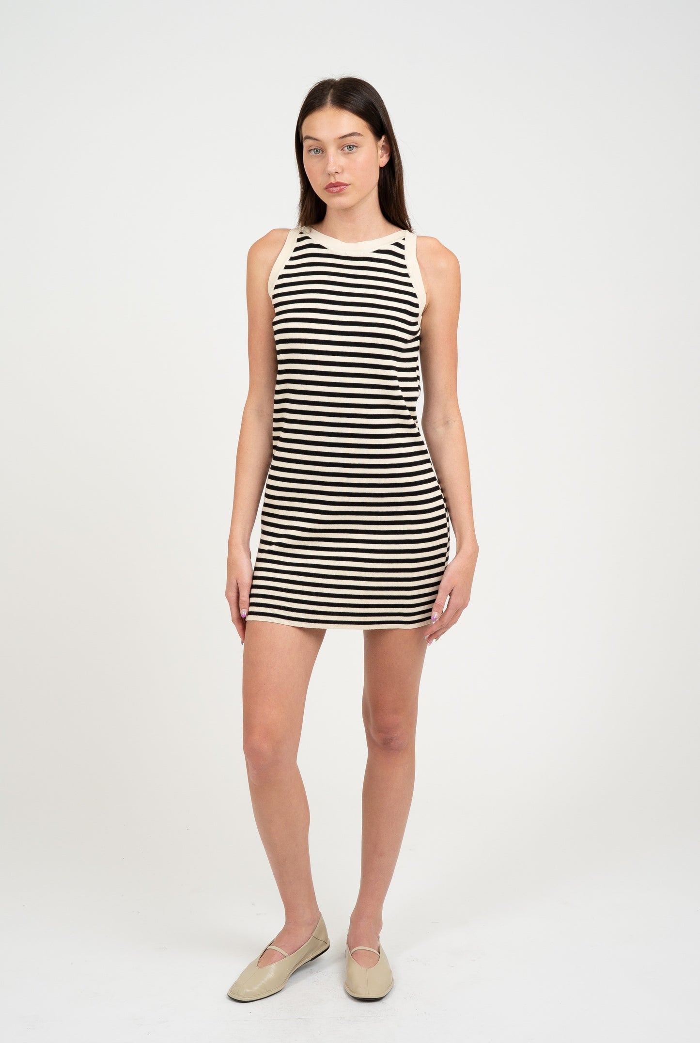 Boat Neck Knit Mini Dress