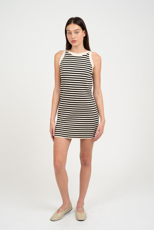 Boat Neck Knit Mini Dress