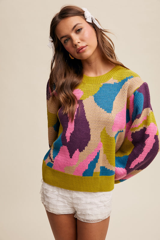 Abstract Color Knit Sweater