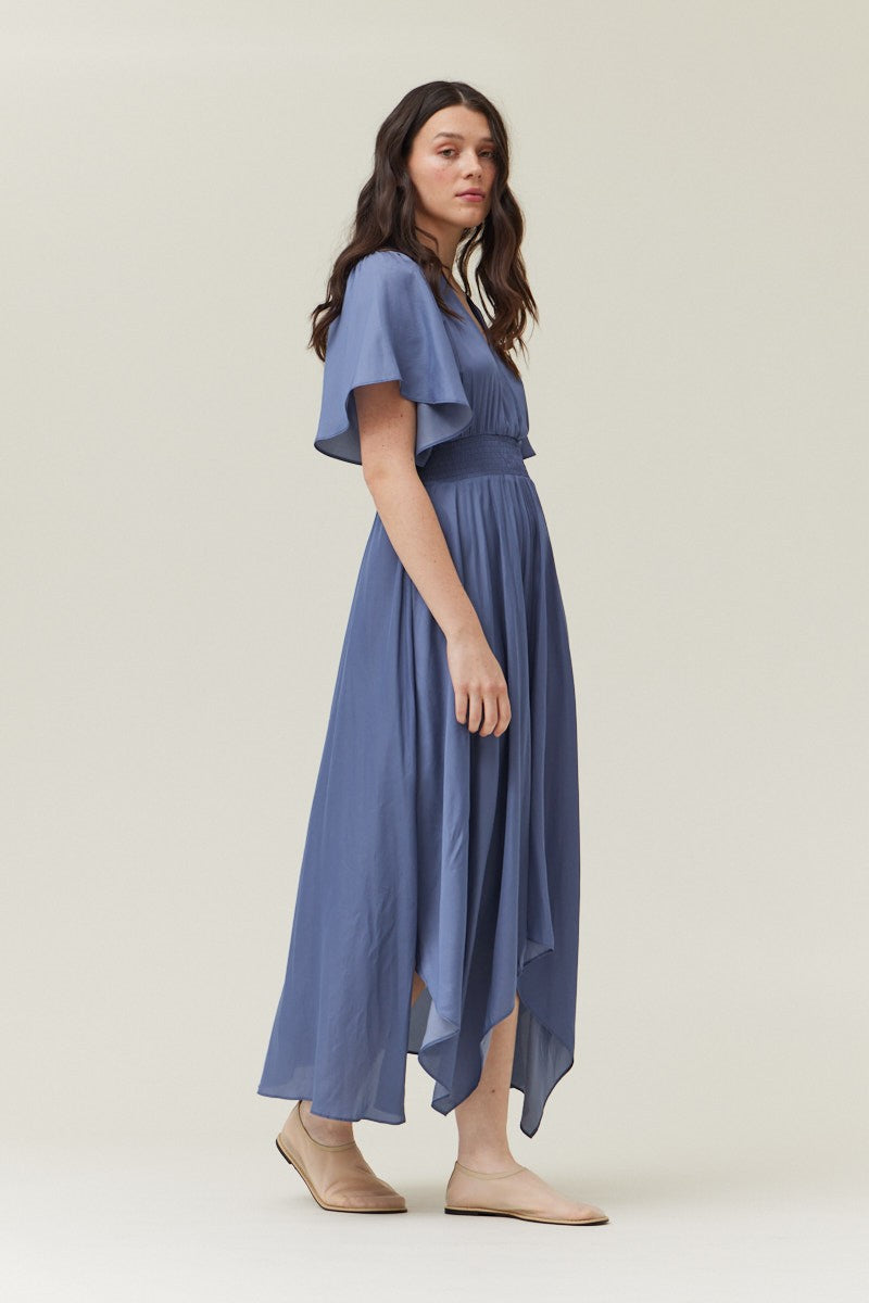 Indigo Unbalanced Skirt Maxi Dress