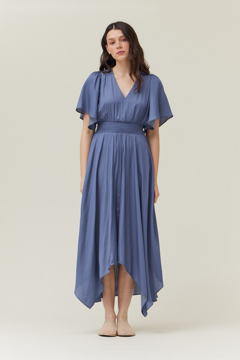 Indigo Unbalanced Skirt Maxi Dress