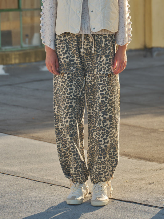 Leopard Print Pull-On Pants