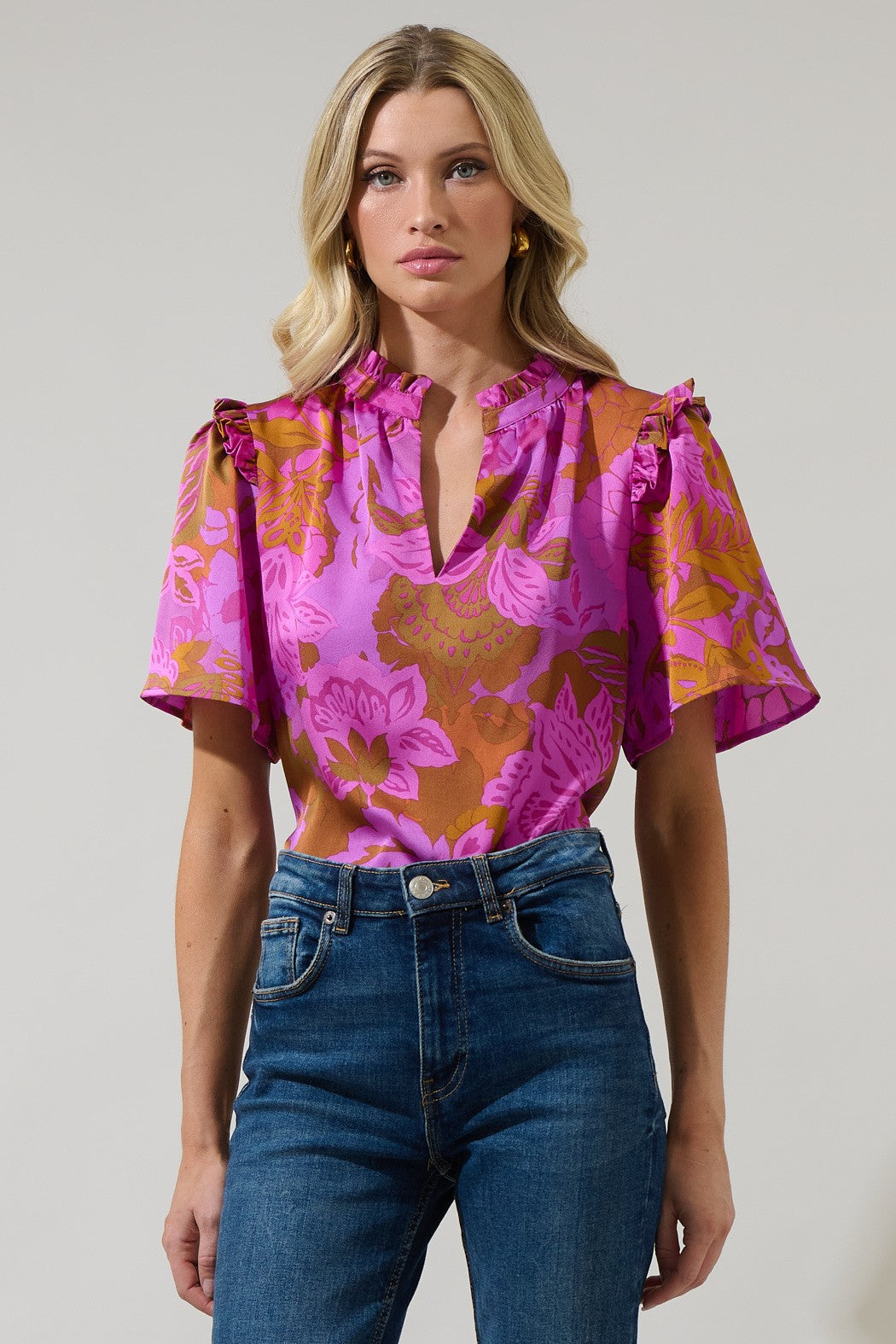 Lorian Floral Satin Top