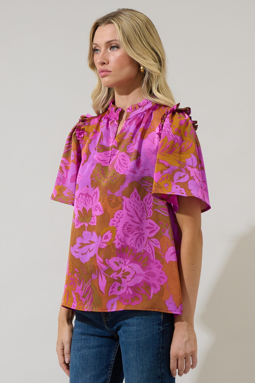 Lorian Floral Satin Top