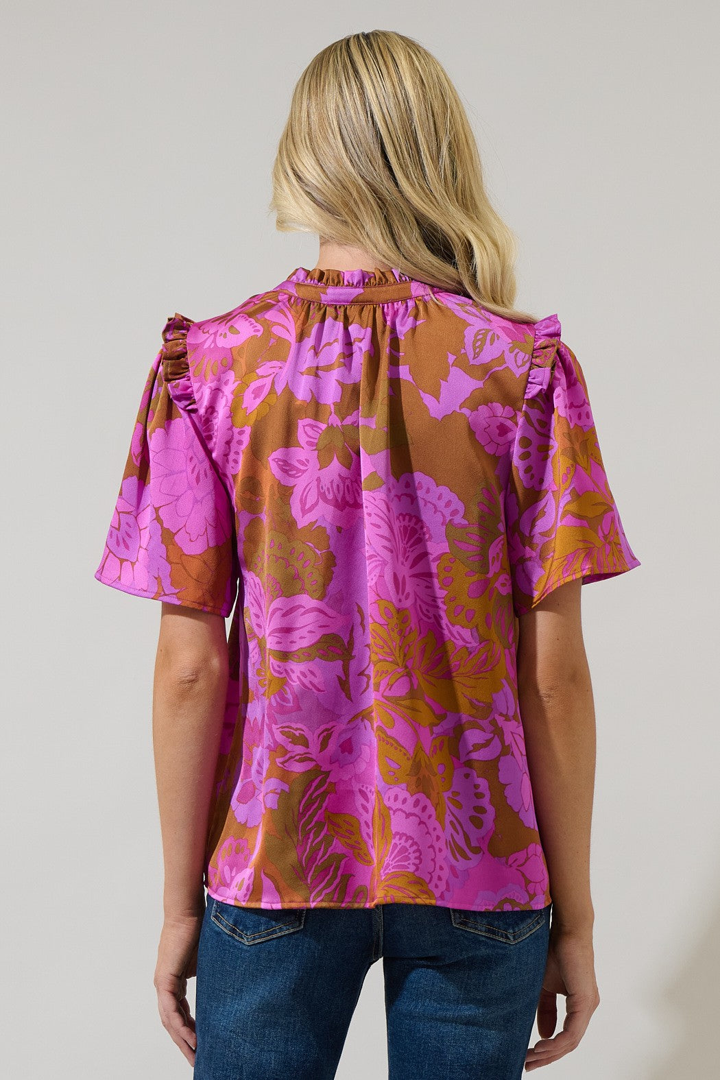 Lorian Floral Satin Top