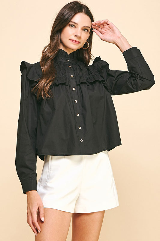 Button Down Ruffled Blouse