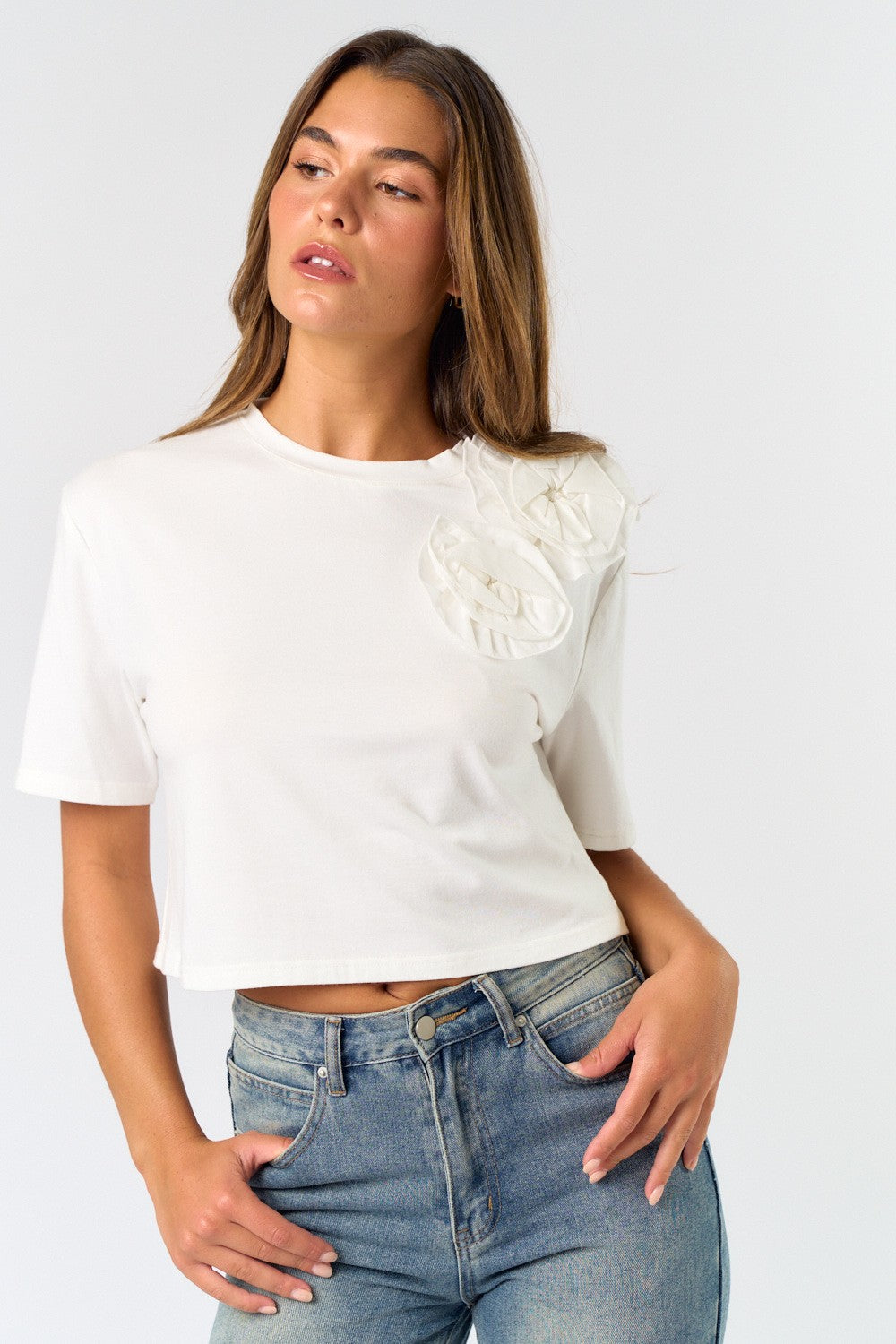 White Rosette Flower Top