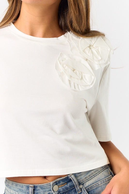 White Rosette Flower Top