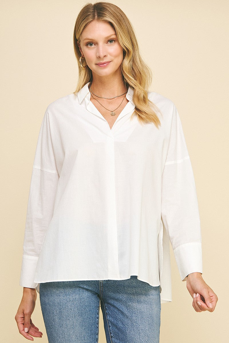 White Basic V-Neck Top