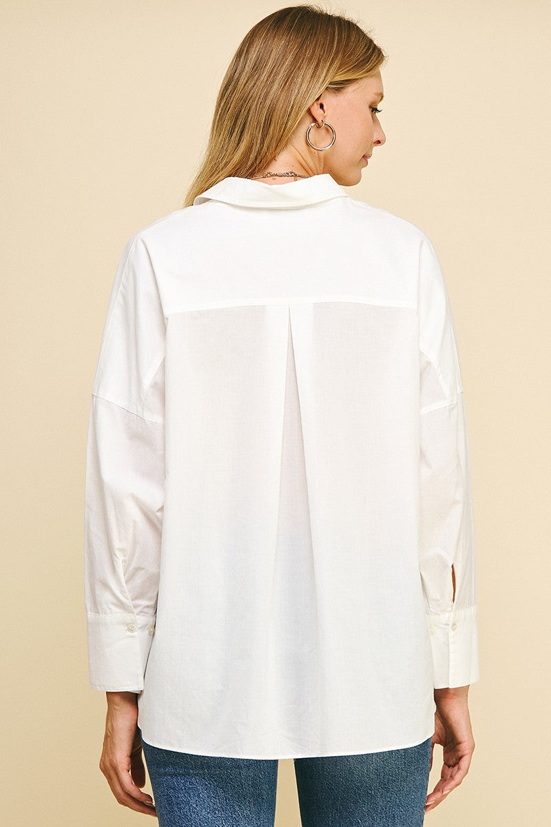 White Basic V-Neck Top