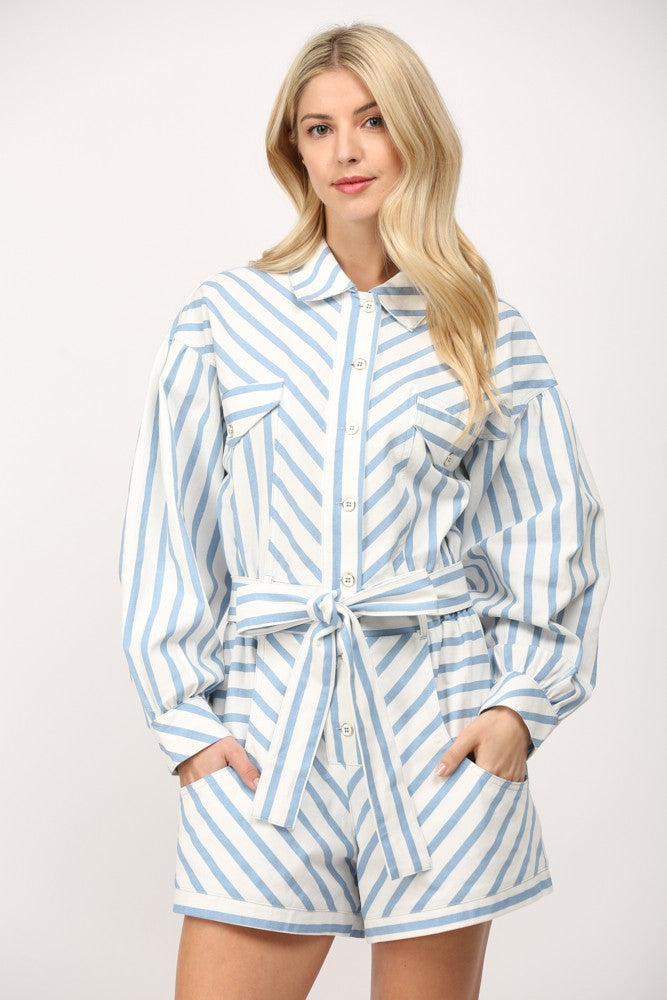 Tie Waist Stripe Romper