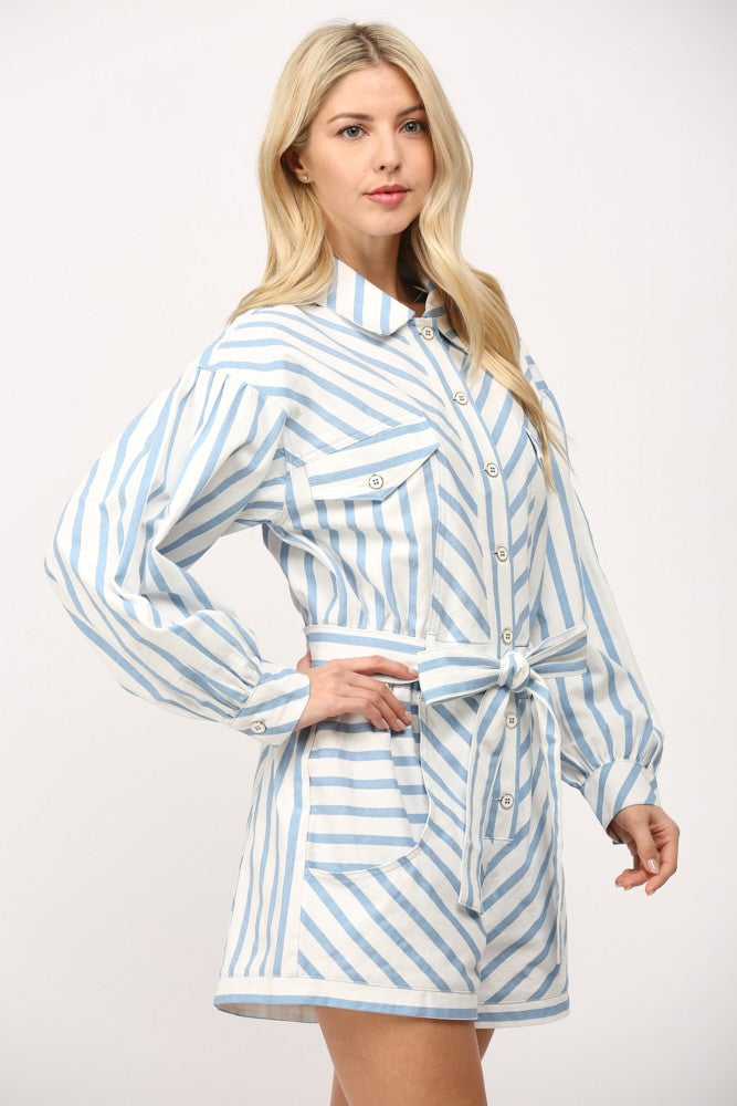 Tie Waist Stripe Romper