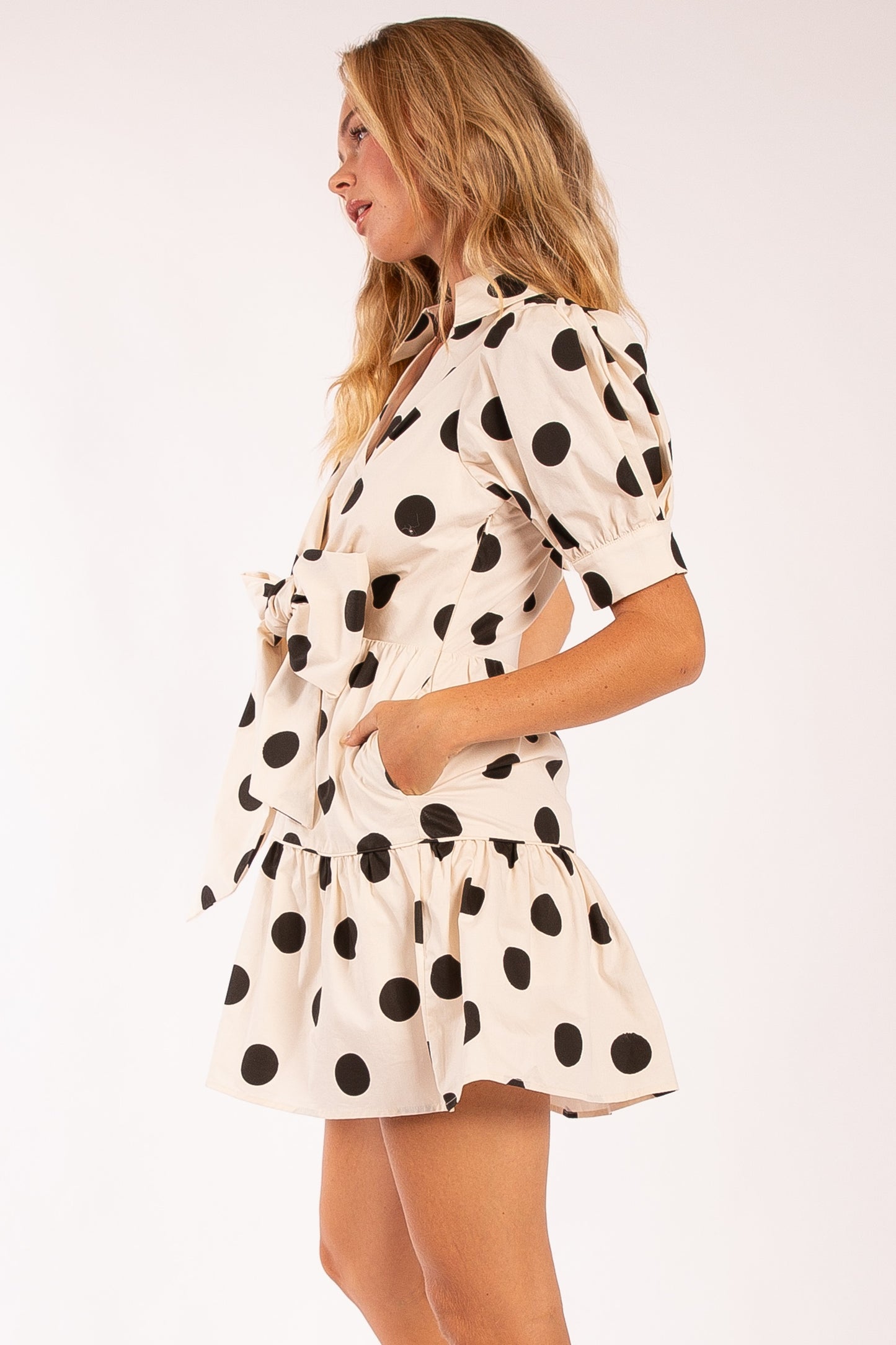 Polka Dot Puff Sleeve Dress