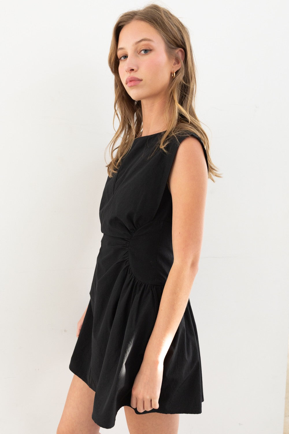 Black Cap Sleeve Mini Dress