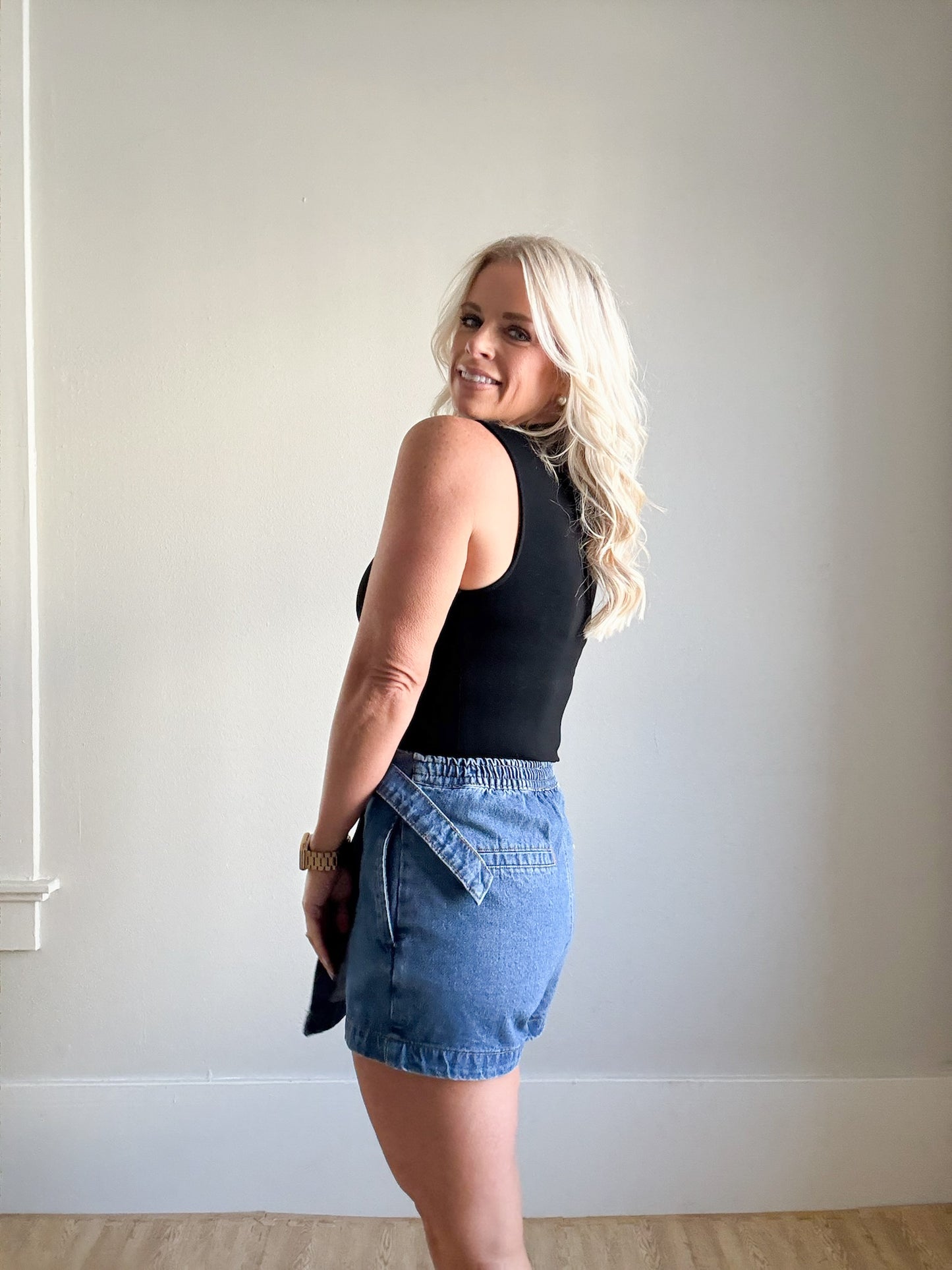 Denim Skort with Buckle