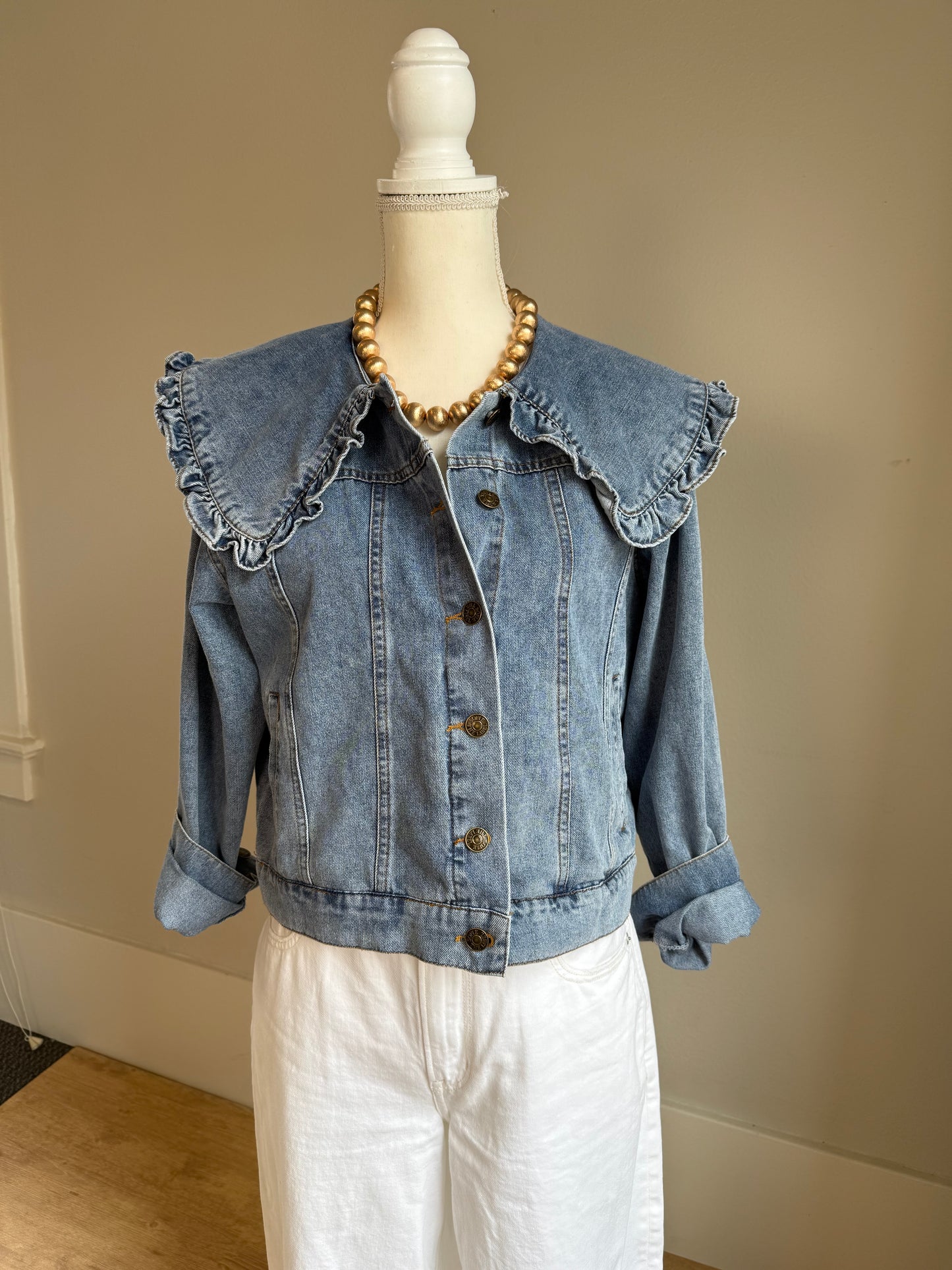 Denim Peter Pan Collar Jacket