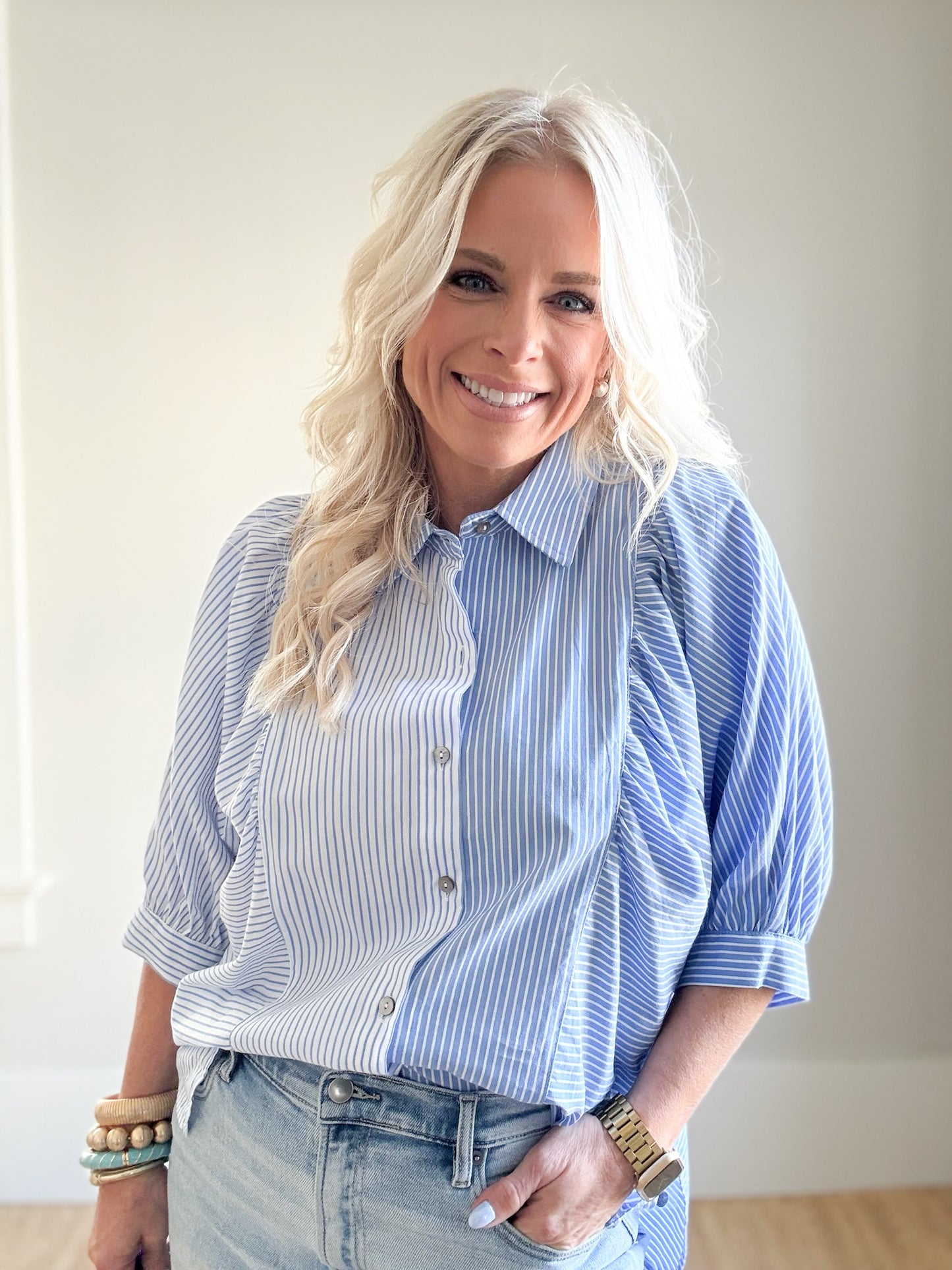 Blue Pinstriped Top