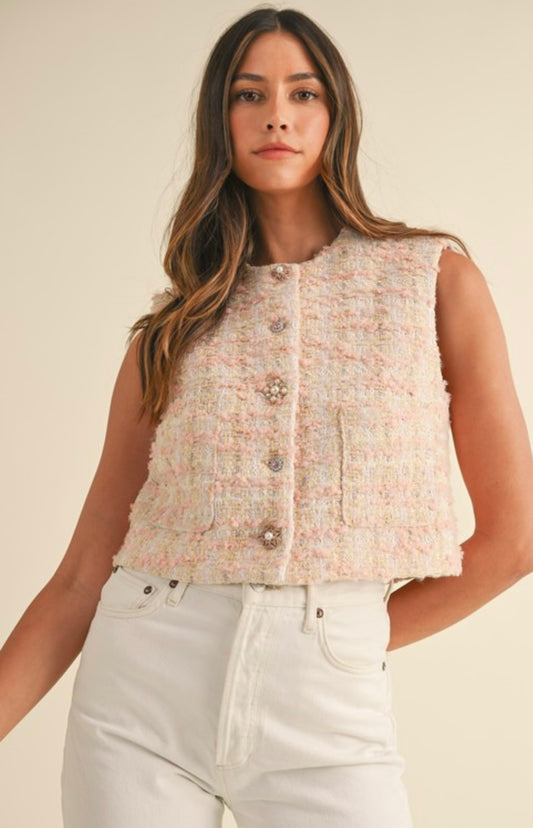 Blush Tweed Vest