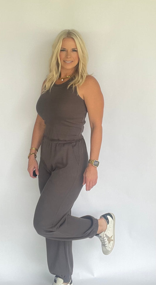 Charcoal Crop Top Jogger Pants Set